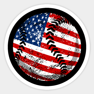 Baseball American Flag 4Th Of July Sticker